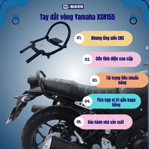 Tay dắt vòng XSR 155 ống uốn CNC, sơn tĩnh điện màu đen, tải trọng tiêu chuẩn