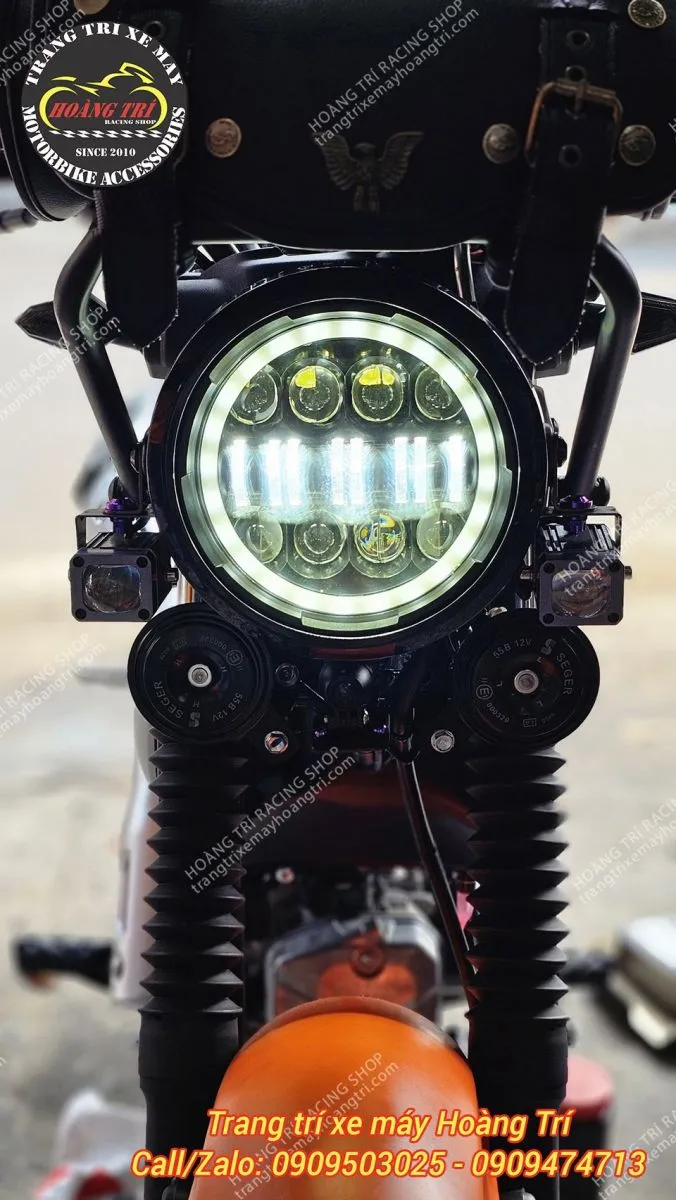 Trên hình là cụm đèn pha bi LED PG-1 mẫu V8 trang bị cho xe