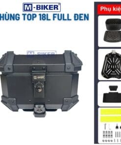 Thùng Top 18L Mbiker Full Đen Chất Liệu Nhôm Gắn Sau Xe Máy