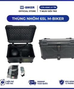 Thùng TOP 65L Nhôm M-Biker. Gắn Sau Xe, Chống Nước, Khóa Chống Trộm, Đựng Đồ Phượt Dung Tích Lớn