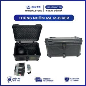 Thùng TOP 65L Nhôm M-Biker. Gắn Sau Xe, Chống Nước, Khóa Chống Trộm, Đựng Đồ Phượt Dung Tích Lớn