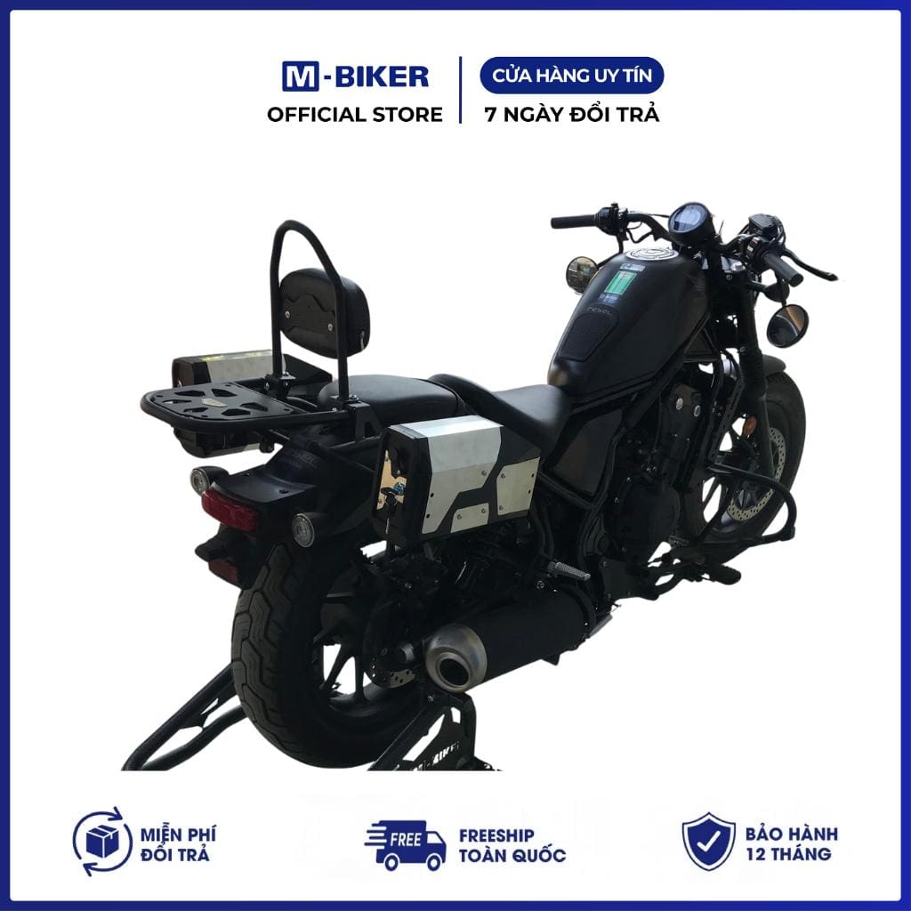 HONDA Rebel 300/500/1100 Baga Gắn Tựa Lưng M-Biker. Mẫu 2, Có Tựa Lưng Êm Ái - Ảnh 5