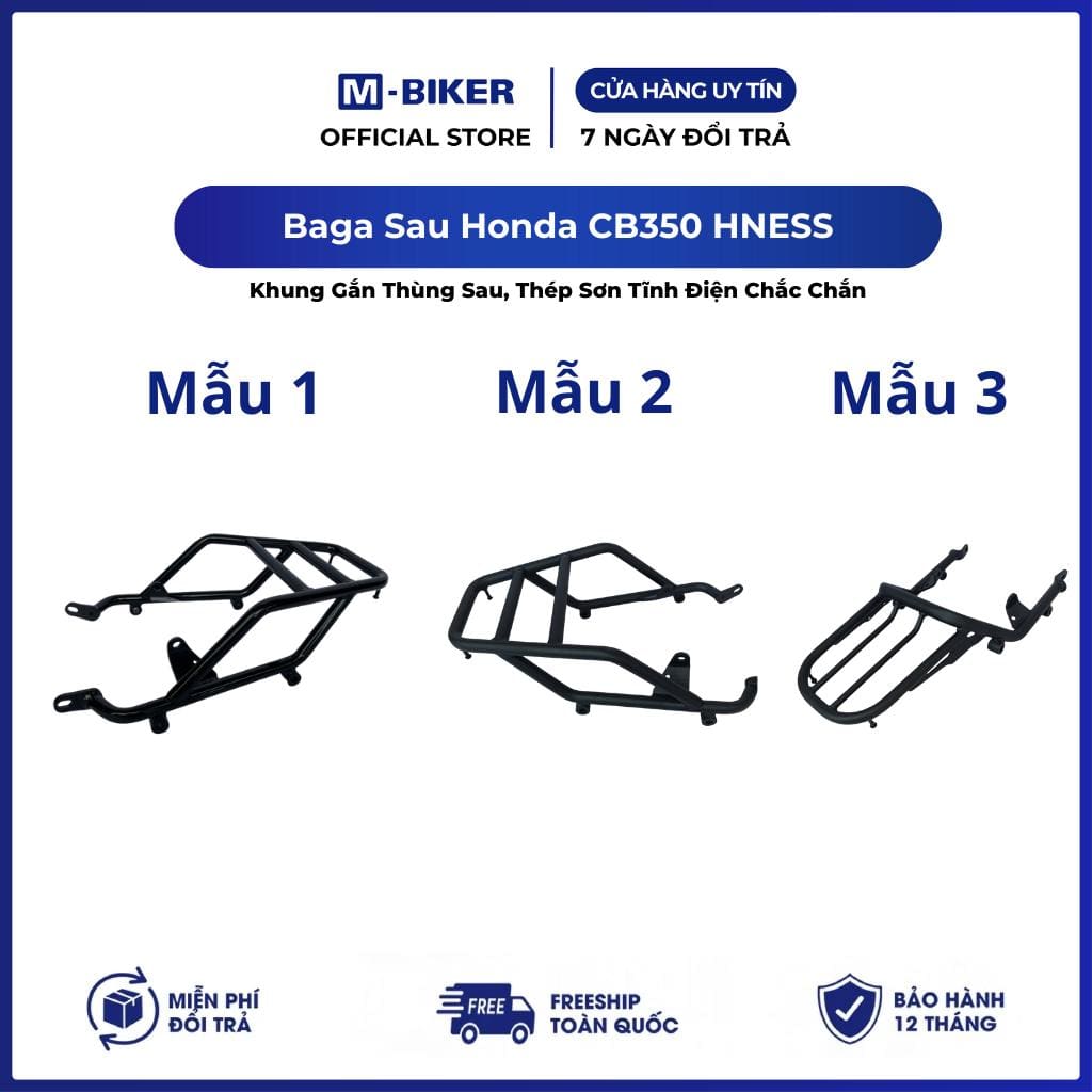 Honda CB350 Baga Sau M-Biker. Khung Gắn Thùng Sau, Thép Sơn Tĩnh Điện Chắc Chắn