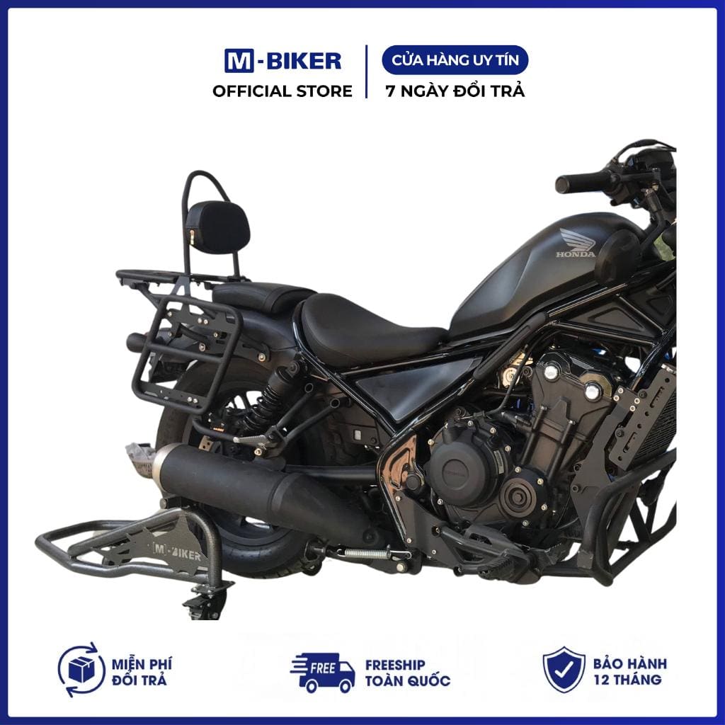 HONDA Rebel 300/500/1100 Baga Gắn Tựa Lưng M-Biker. Mẫu 2, Có Tựa Lưng Êm Ái - Ảnh 2