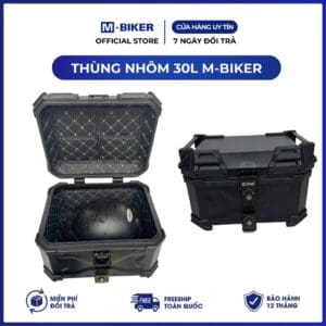 Thùng TOP Nhôm 30L M-Biker. Gắn Sau Xe, Chống Nước, Khóa An Toàn, Đựng Đồ Phượt Tiện Lợi