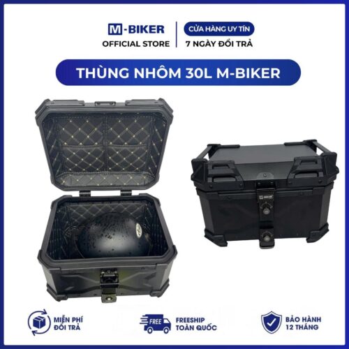 Thùng TOP Nhôm 30L M-Biker. Gắn Sau Xe, Chống Nước, Khóa An Toàn, Đựng Đồ Phượt Tiện Lợi