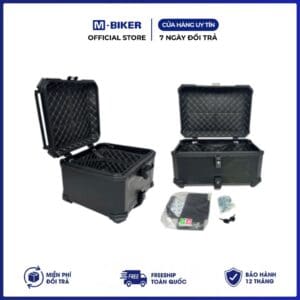 Thùng TOP nhôm 55l chữ X full đen