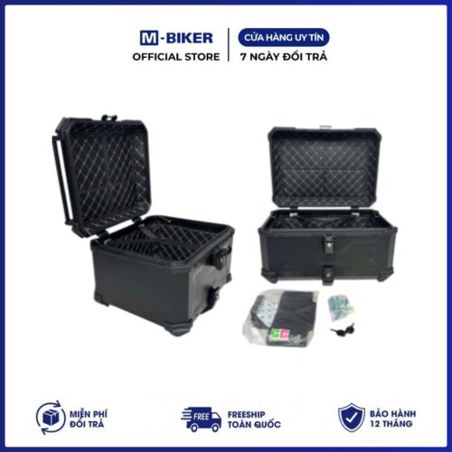 Thùng TOP nhôm 55l chữ X full đen