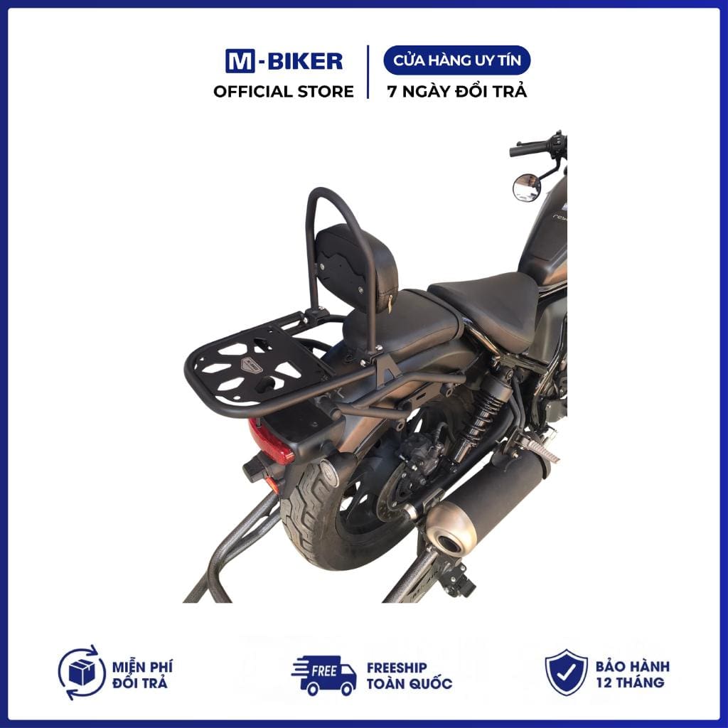 HONDA Rebel 300/500/1100 Baga Gắn Tựa Lưng M-Biker. Mẫu 2, Có Tựa Lưng Êm Ái - Ảnh 3