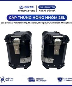 Cặp Thùng Hông 26L Nhôm. Gắn 2 Bên Xe, Vỏ Nhôm Cứng, Khóa Inox, Chống Nước M-Biker