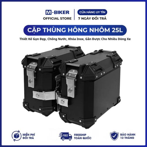 Cặp Thùng Hông 25L Nhôm. Chống Nước M-Biker