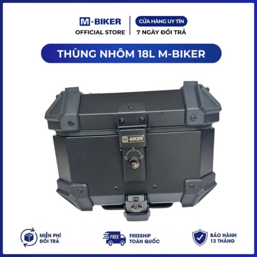 Thùng TOP Nhôm 18L M-Biker Chống Nước, Khóa Chống Trộm, Đựng Đồ Tiện Lợi