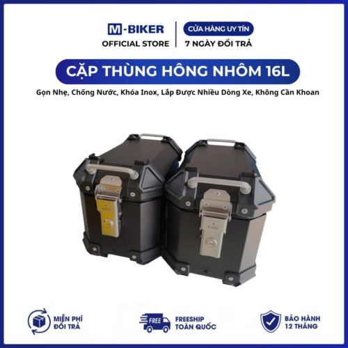 Cặp Thùng Hông 16L Nhôm. Gọn Nhẹ, Chống Nước, Khóa Inox M-Biker