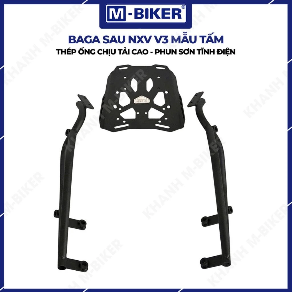 Baga sau M-Biker thép tấm dày lắp chắc chắn trên đuôi xe Yamaha NVX 155 với lớp sơn tĩnh điện đen mịn và pát bắt chuẩn xác