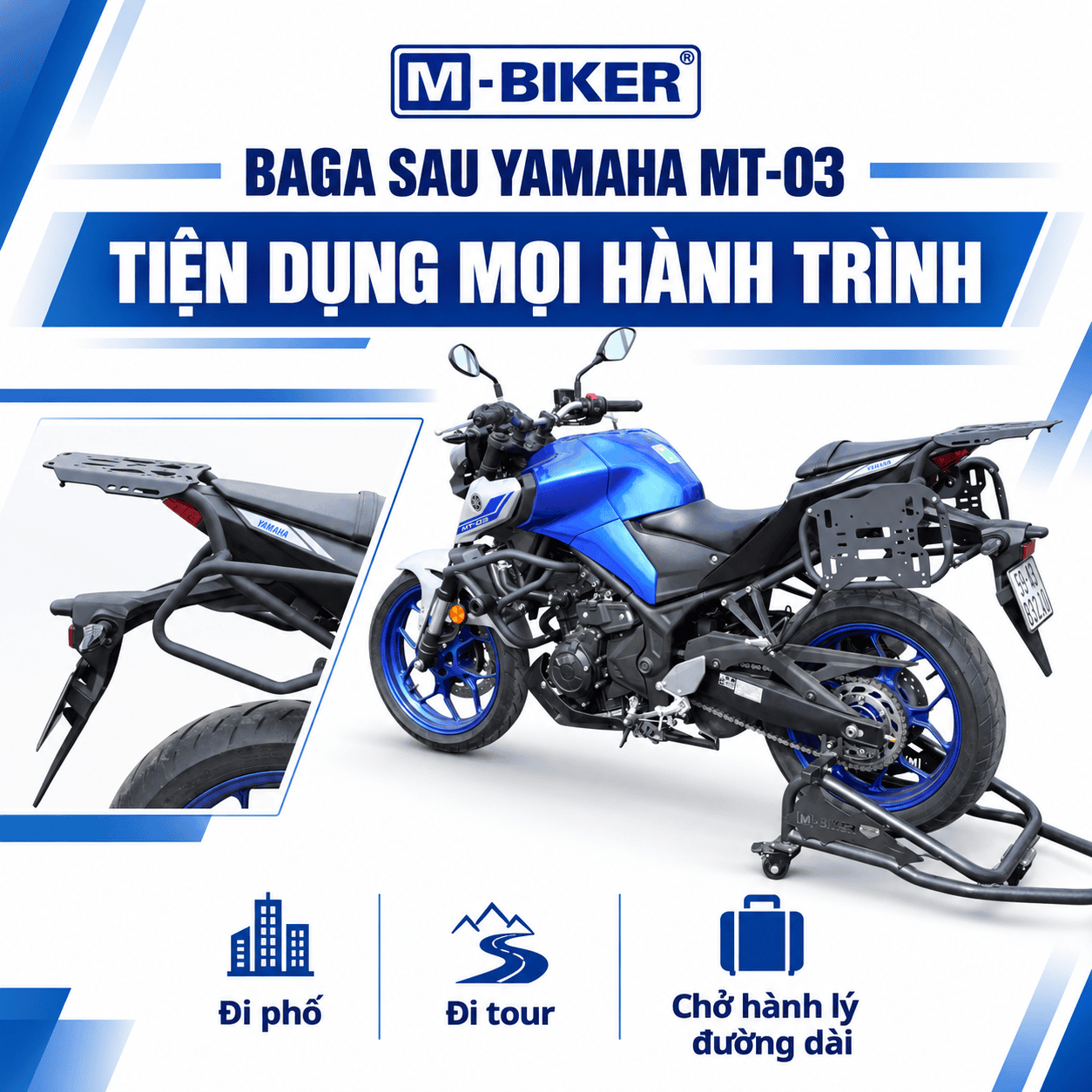 Baga Sau Yamaha MT-03 Cảng Sau Gắn Thùng M-Biker 177 baga sau MT03 5