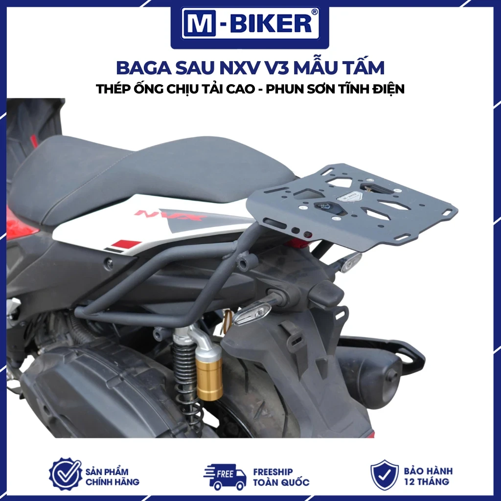 Baga xe Yamaha NVX M-Biker: Checklist kiểm tra và lắp đặt an toàn 10 Baga xe Yamaha NVX M-Biker bằng inox 304 sơn tĩnh điện lắp trên đuôi xe máy thể thao