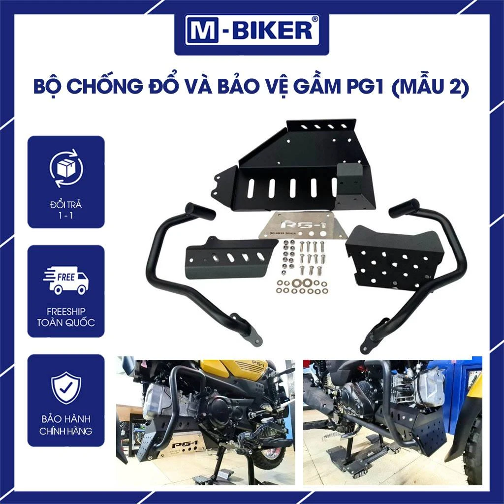 Toàn bộ linh kiện trong bộ kit bao gồm khung thép chắn bùn và gù bảo vệ được sắp xếp gọn gàng