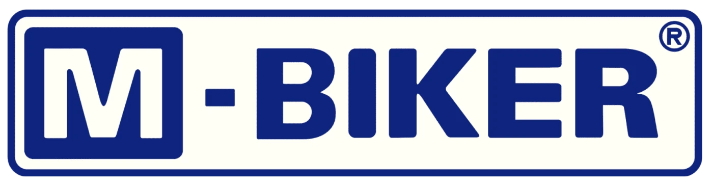 Logo M-Biker dập chìm sắc nét trên bề mặt kim loại phụ kiện kèm tem QR truy xuất nguồn gốc rõ ràng