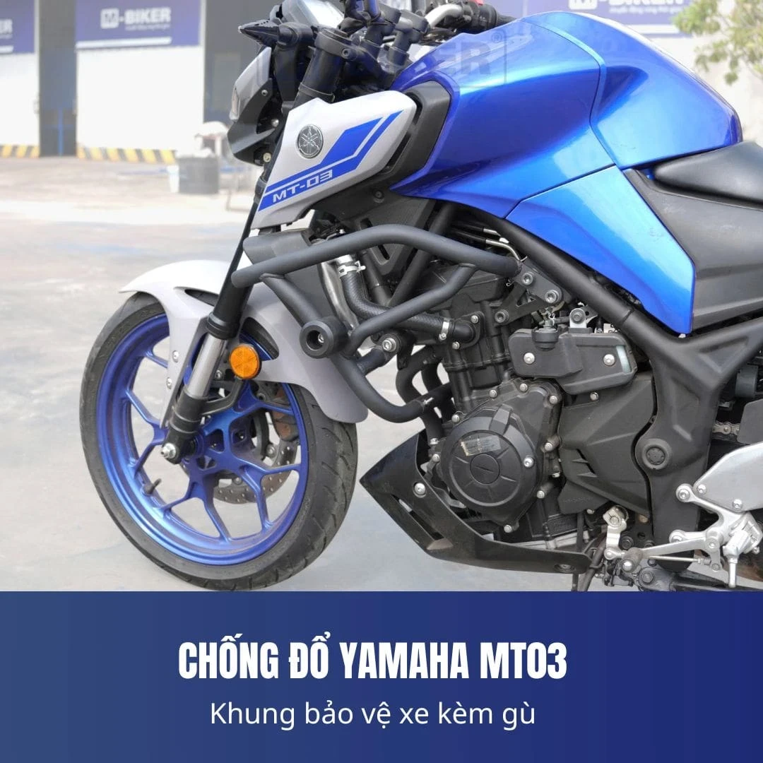 Khung chống đổ MBiker cho MT03 chính hãng: phân biệt & tương thích 4 Chi tiết mối hàn argon TIG sạch sẽ và đều màu trên khung chống đổ MBiker cho xe MT-03
