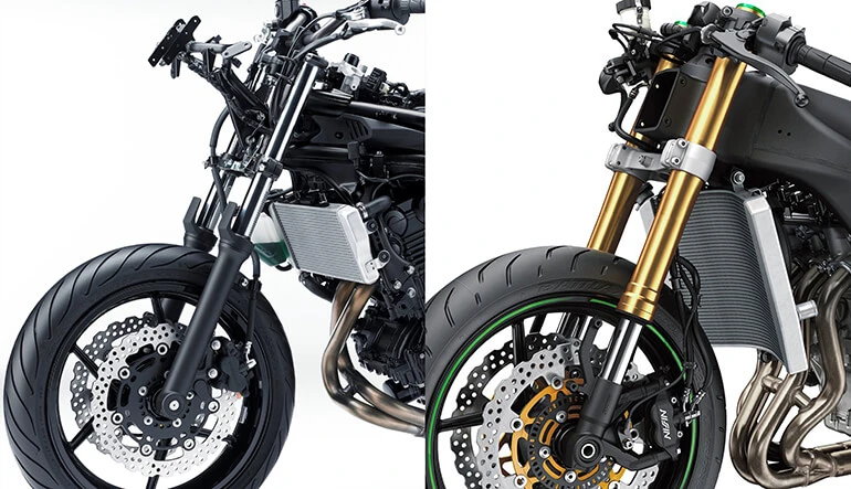 So sánh hệ thống treo trước phuộc đảo ngược USD và phuộc lồng thường trên xe Yamaha MT-03