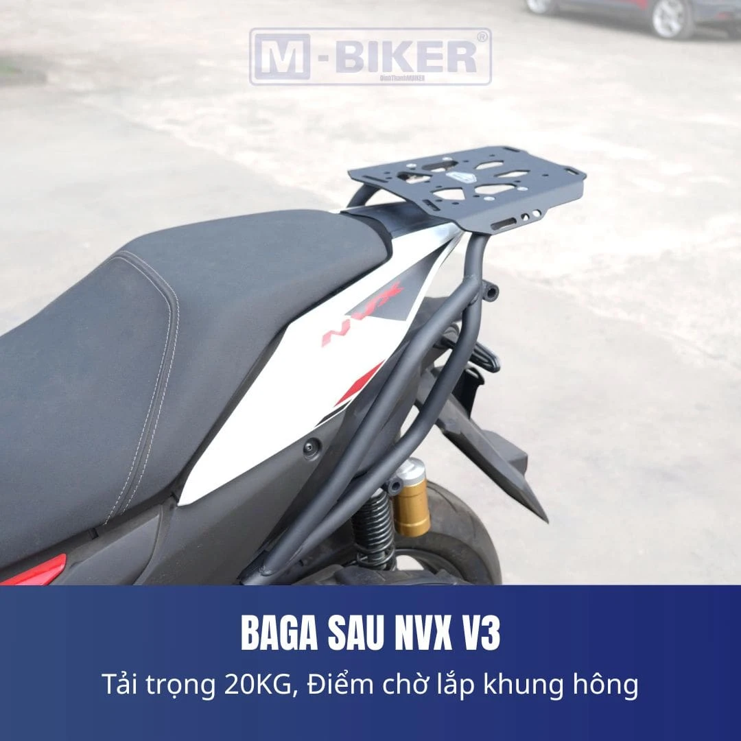 Baga MBiker NVX V3: Lắp đặt chuẩn, chịu tải nặng an toàn 7 Cách sắp xếp hàng hóa nặng gần yên và nhẹ ở đuôi baga để giữ cân bằng trọng tâm xe máy