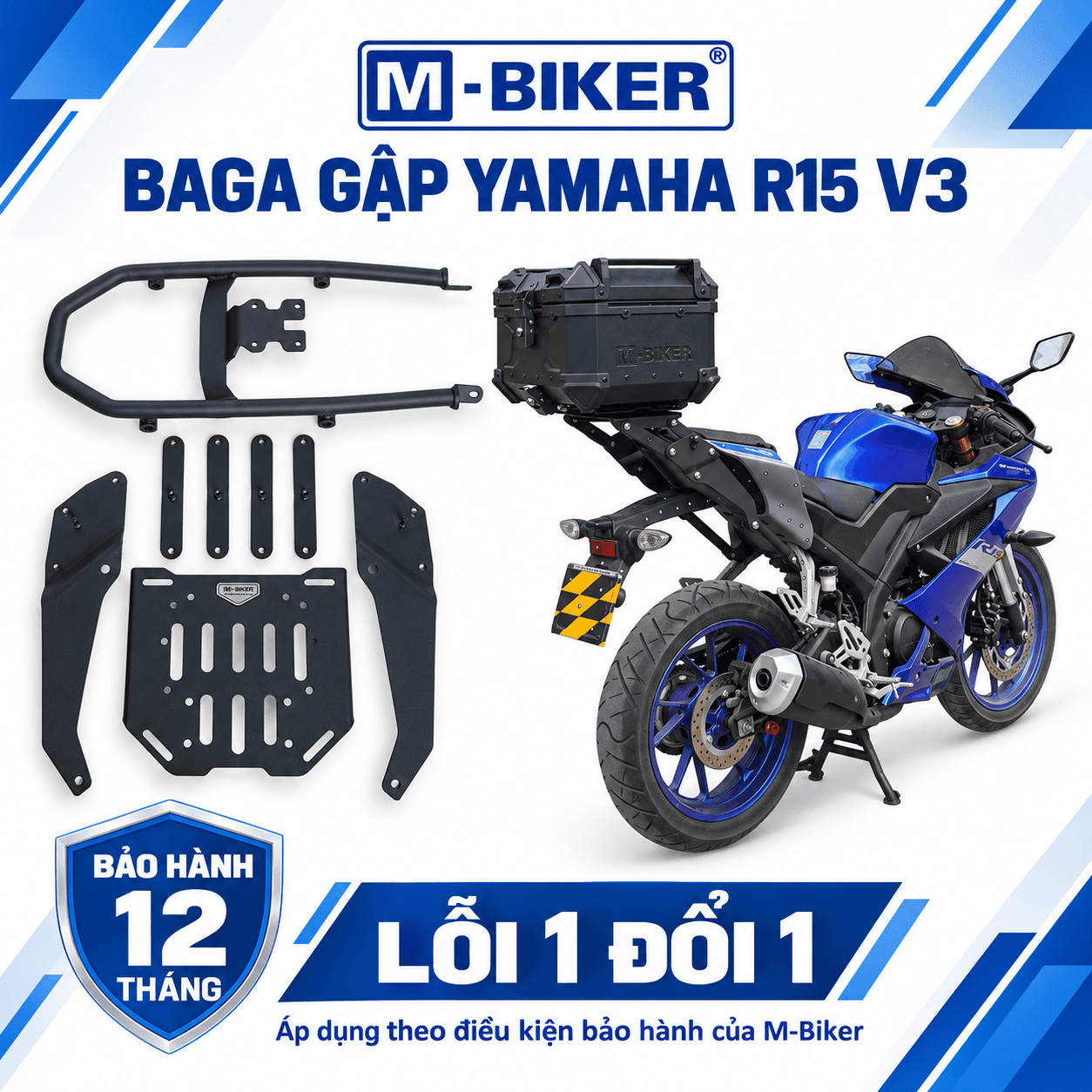 Baga Gập Yamaha R15 V3 M-Biker, Baga Sau Hỗ Trợ Chở Đồ 5 baga gap r15v3 3