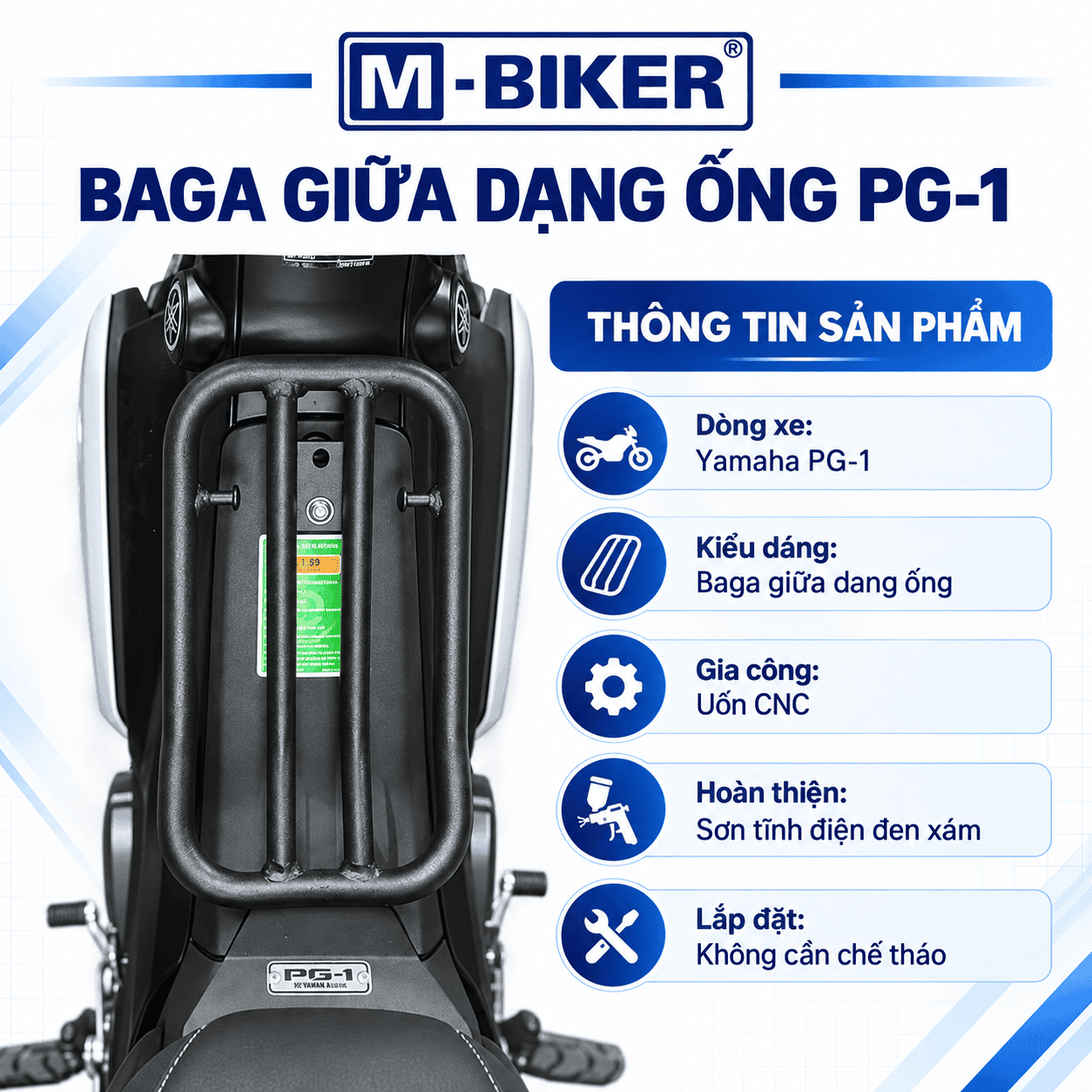 YAMAHA PG1 Baga Giữa Dạng Ống M-Biker 2 baga giuaong pg1 6
