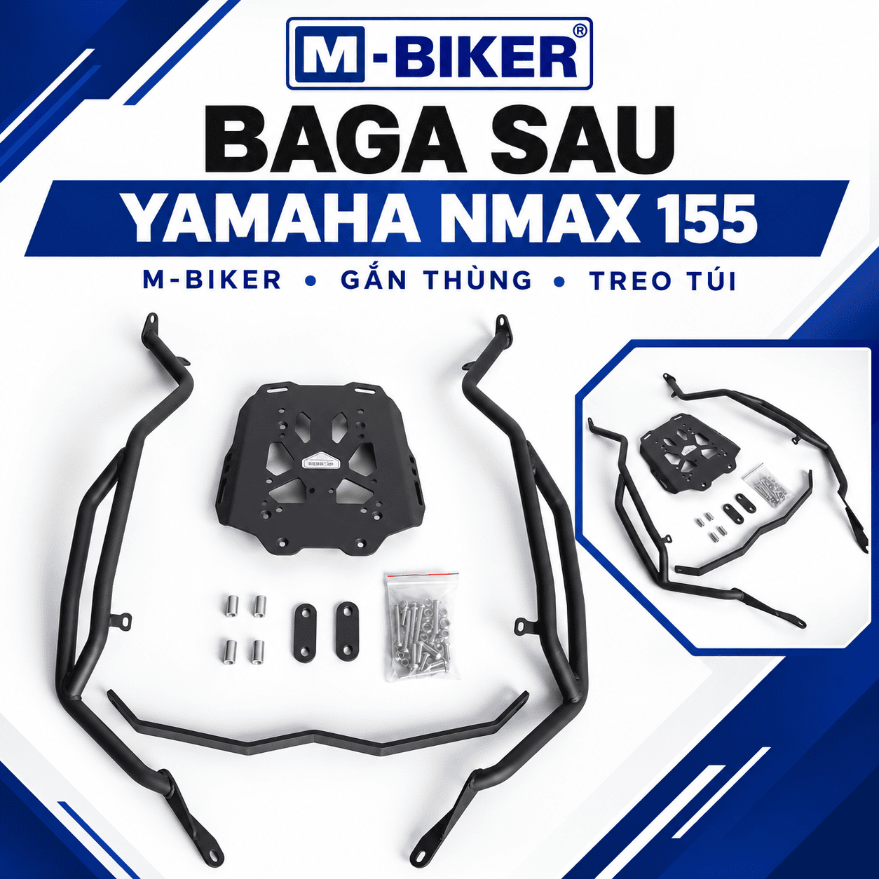 Cảng sau NMAX 155: Thông số tải trọng và quy tắc lắp đặt chuẩn 2 baga sau NMAX155 1