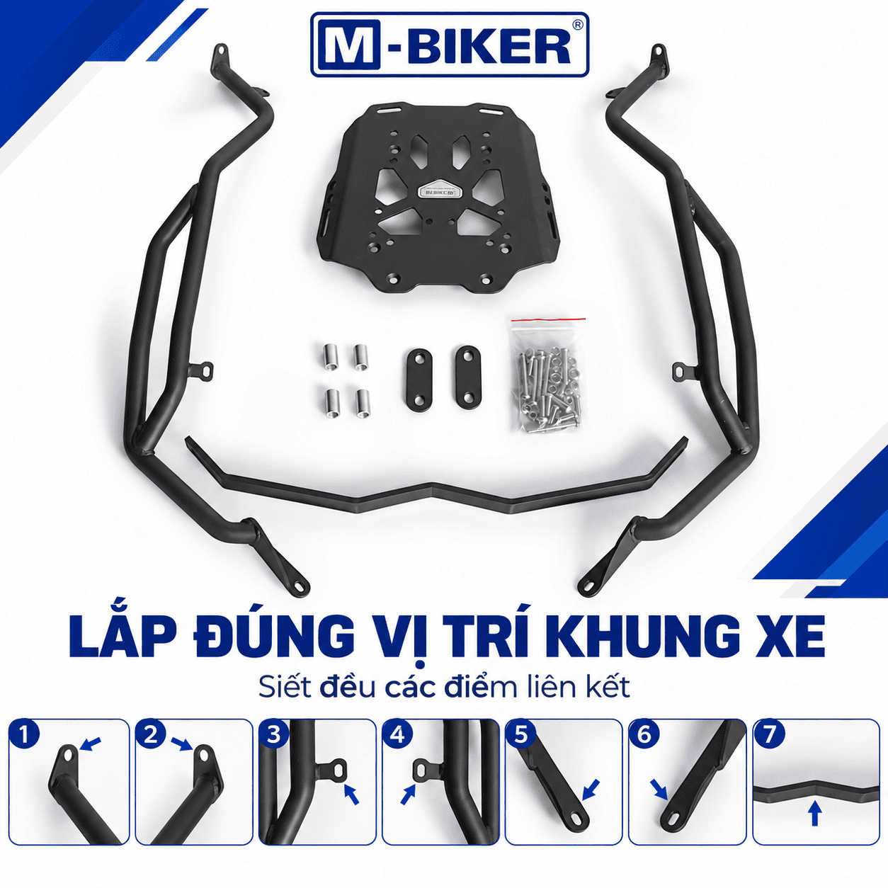 Baga NMAX M-Biker: thông số chịu tải và quy trình bắt ốc zin 3 baga sau NMAX155 6