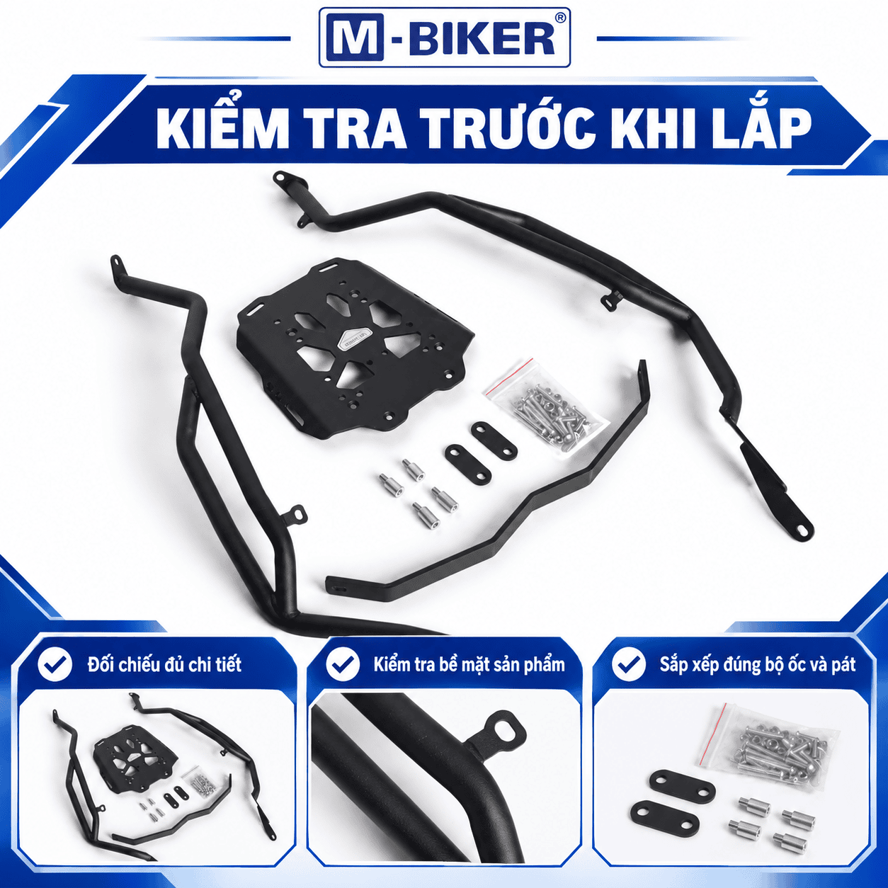 Baga NMAX 155 lắp zin: thông số tải trọng và quy trình bắt ốc 3 baga sau NMAX155 9