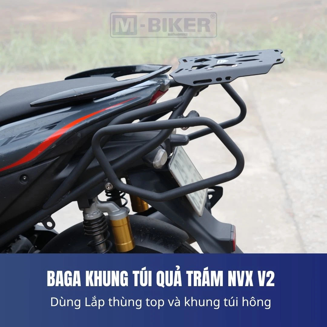 Baga xe NVX 155 M-Biker: Chọn đúng mã V2/V3 và cách kiểm tra thật giả 3 Baga sau M-Biker inox 304 lắp trên xe Yamaha NVX 155 với pát đỡ và thanh giằng chắc chắn thể hiện độ bền cao