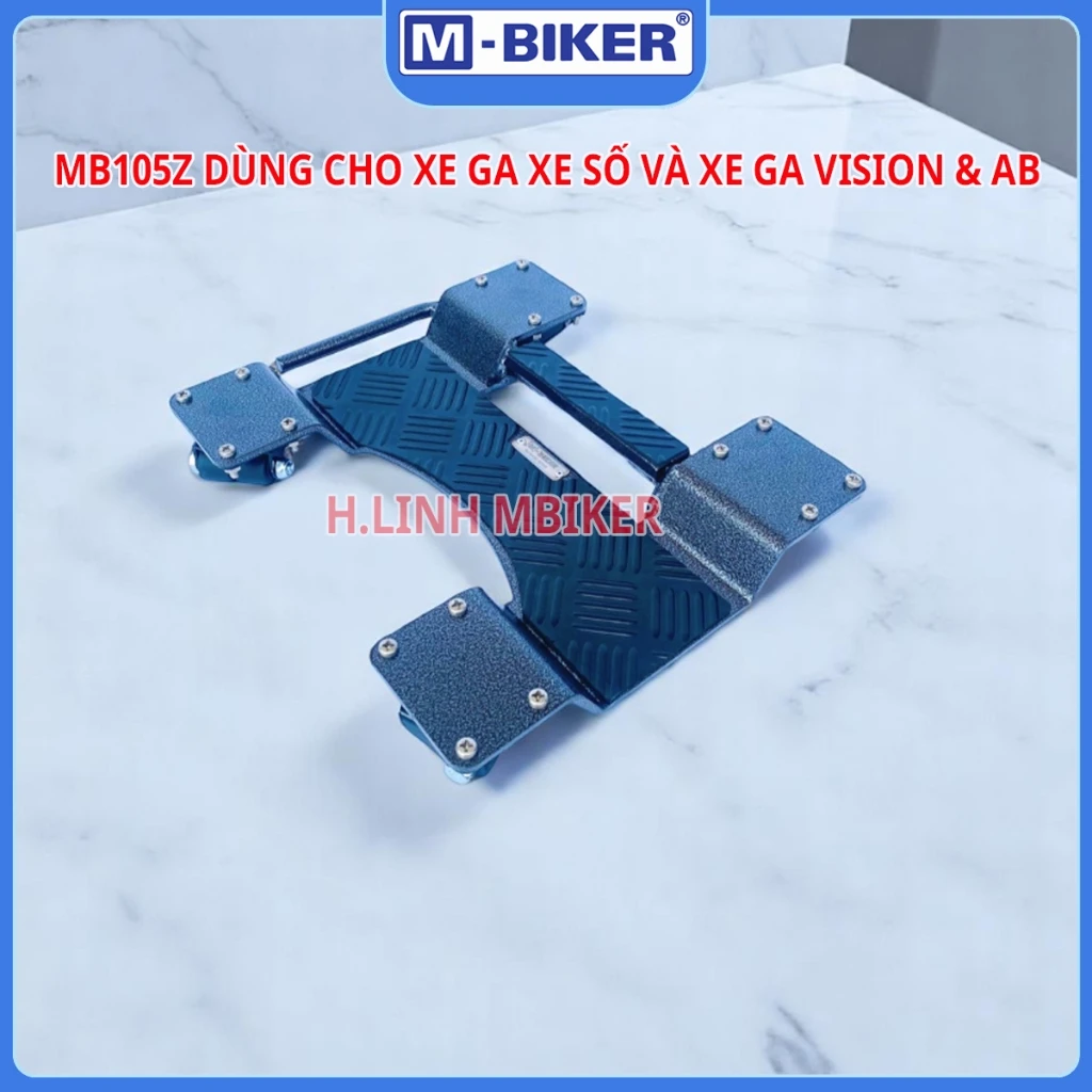 Bàn xoay định vị bánh xe M-Biker: đối chiếu thông số kỹ thuật 6 Bàn xoay định vị bánh xe M-Biker bằng thép hợp kim chịu lực đặt trên cầu nâng bốn trụ trong gara ô tô chuyên nghiệp