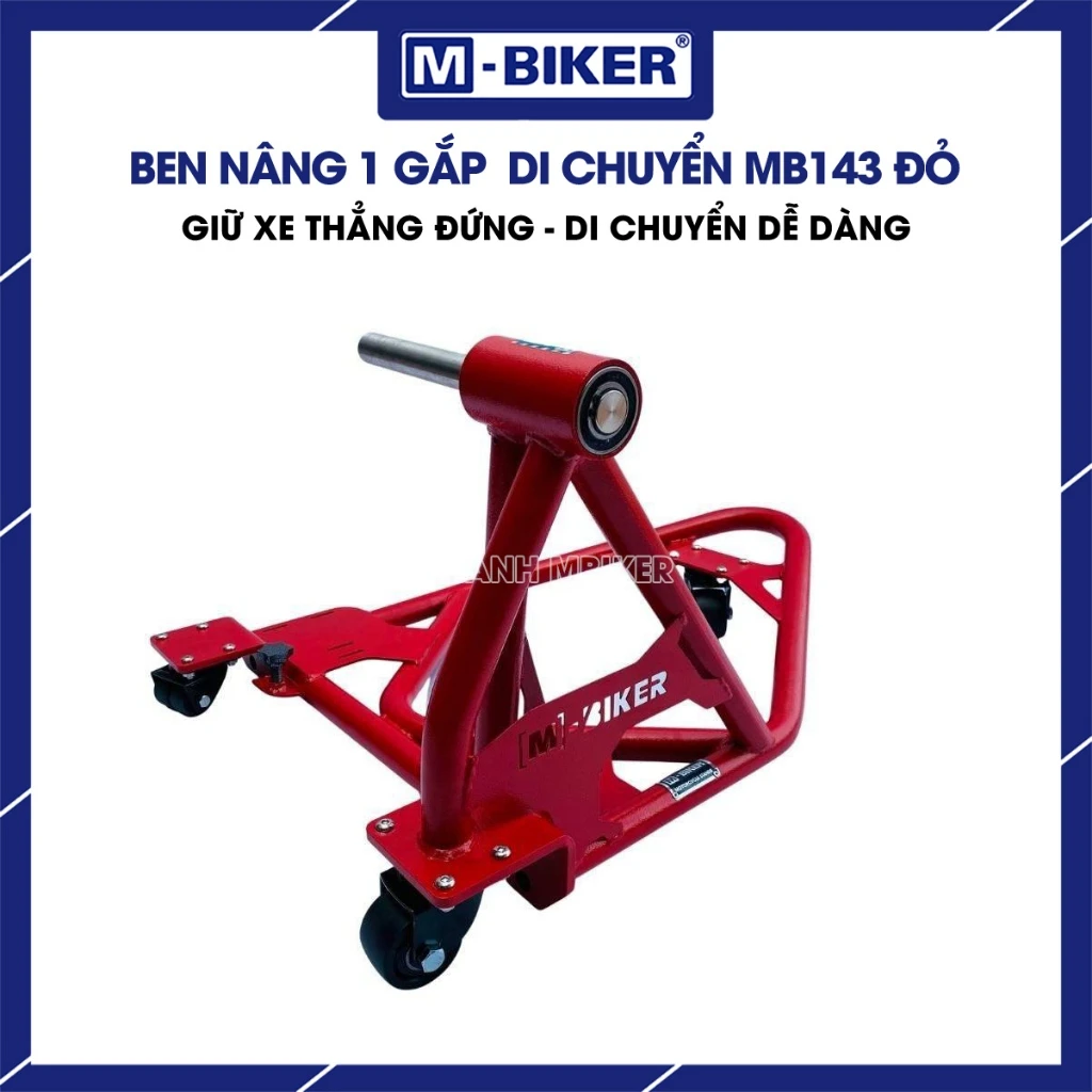 Ben nâng M-Biker chịu tải 300kg: đối chiếu thông số và gầm xe 5 Ben nâng thủy lực có mâm xoay 360 độ và bánh xe chịu tải đặt trong gara sửa chữa rộng rãi