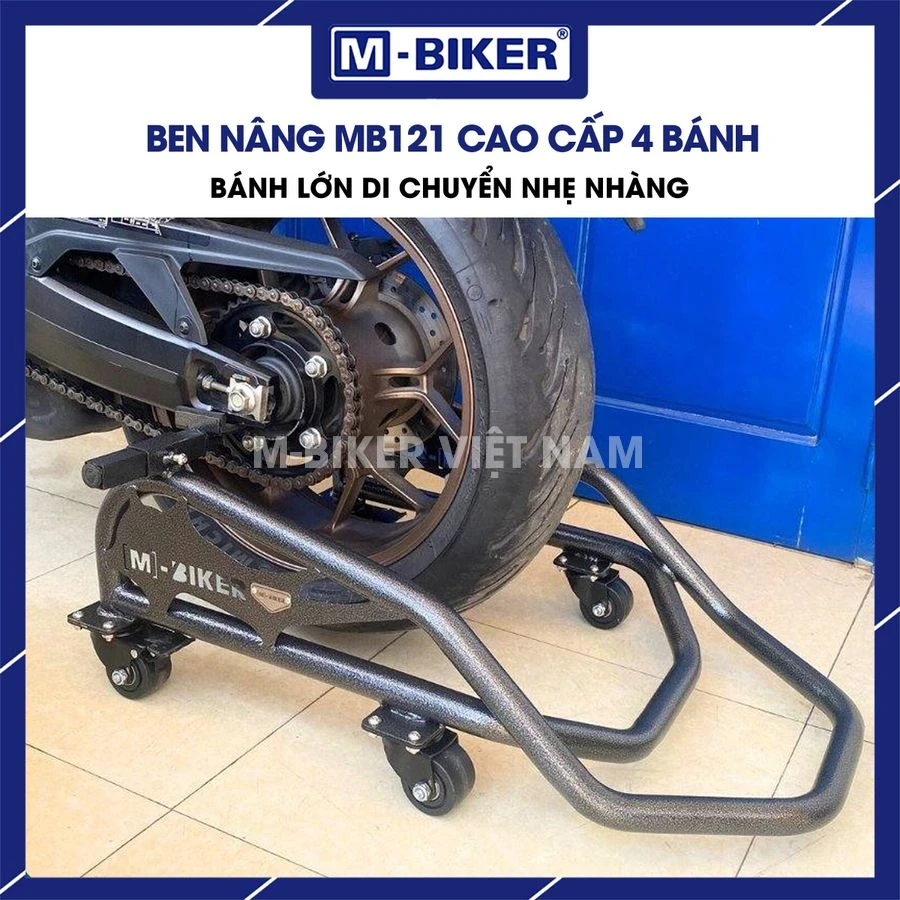Chi tiết hệ thống trục vít và tay quay bằng thép chịu lực trên khung ben nâng gầm cơ khí M-Biker