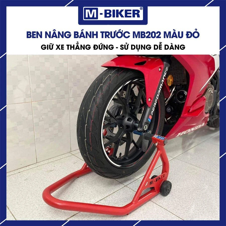 Ben nâng tháo ráp phuộc trước PKL M-Biker: đối chiếu thông số MB202 và MB360 3 Bánh trước xe phân khối lớn được ben nâng tháo ráp phuộc trước pkl m-biker giữ cách mặt đất khoảng năm đến mười centimet
