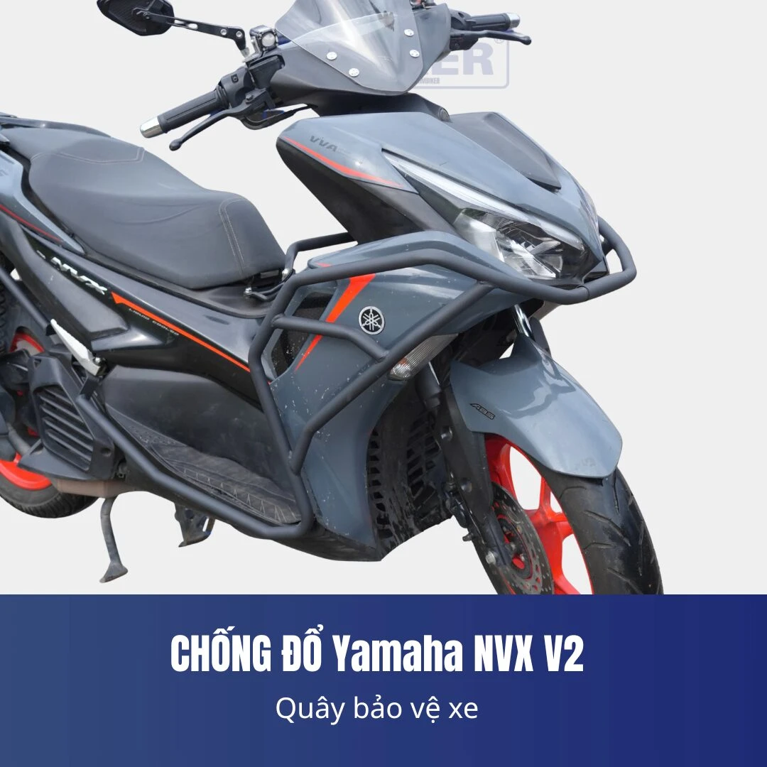 Khung chống đổ xe máy NVX M-Biker bằng thép carbon kết hợp pát nhôm CNC nguyên khối lắp trên sườn xe