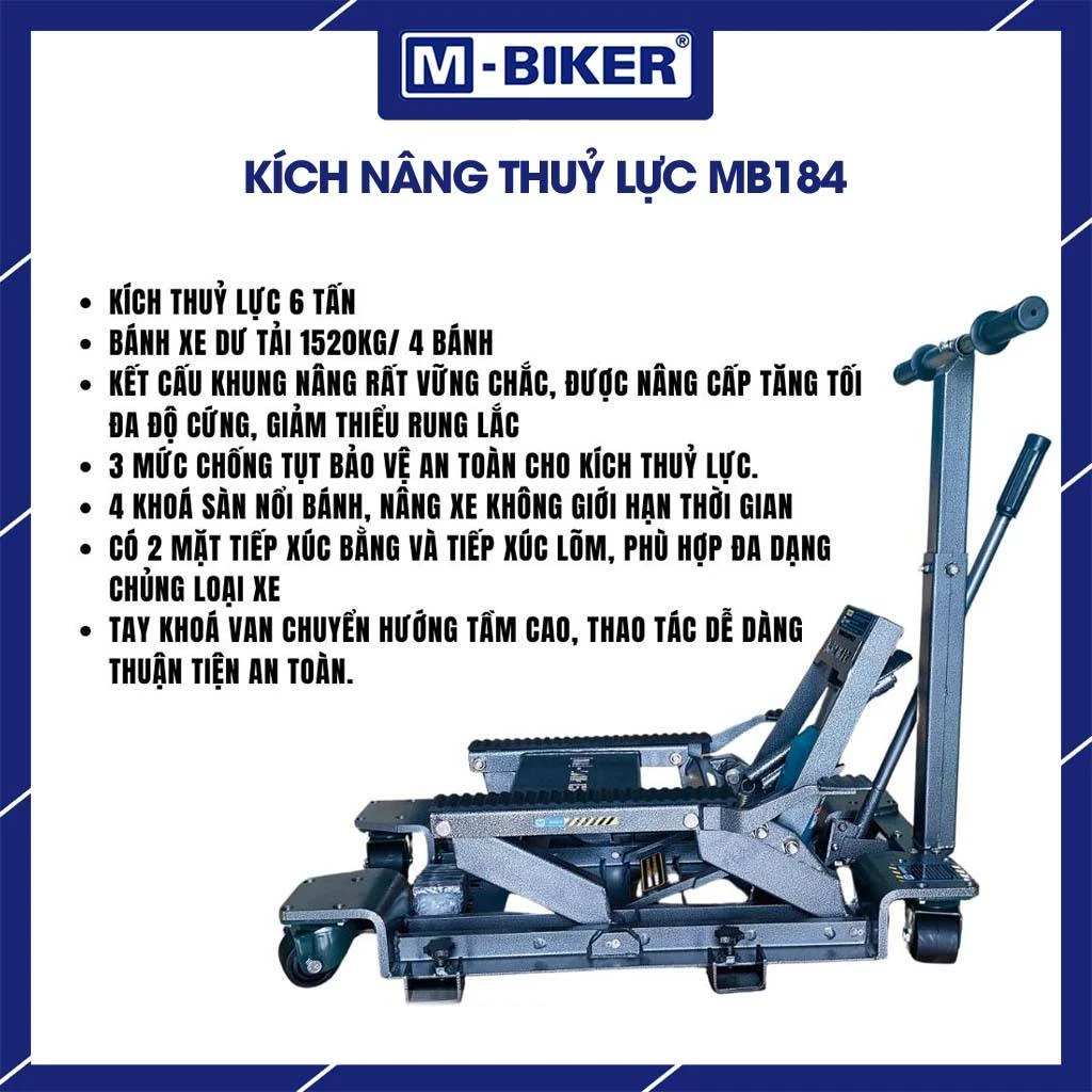 Đế thép chịu lực của ben nâng thủy lực MB184 đặt trên sàn bê tông phẳng trong không gian garage