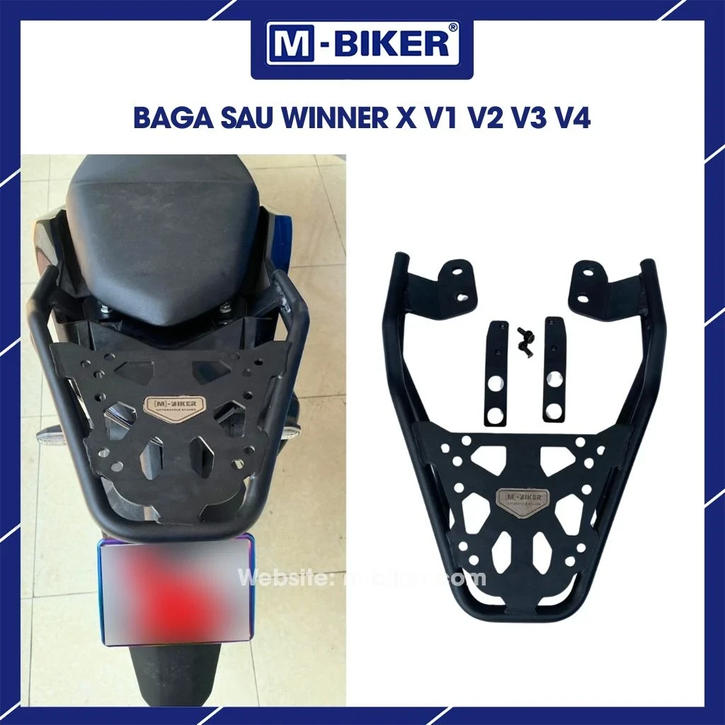 Khung bảo vệ NVX M-Biker: Phân biệt V1/V2 và cách kiểm tra hàng thật 6 Tem hologram chống giả M-Biker phản quang trên thân khung bảo vệ NVX với logo dập nổi sắc nét và mã QR rõ ràng