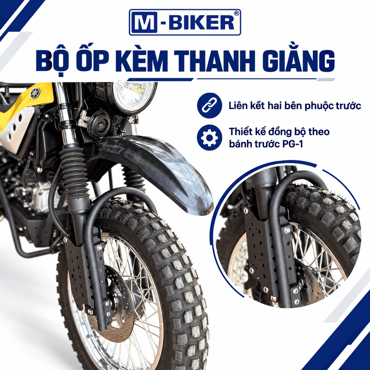 Ốp phuộc trước PG1 chính hãng MBiker Bảo vệ Phuộc kèm thanh giằng
