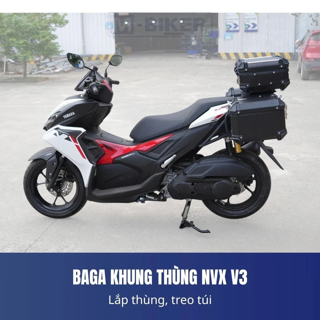 Pát đỡ baga NVX V2 và V3 đặt cạnh nhau thể hiện rõ sự khác biệt về khoảng cách tâm lỗ bắt ốc
