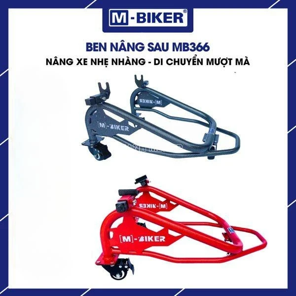 Ben nâng sơn tĩnh điện chống rỉ M-Biker: bảng tải trọng và giá 3 Khung thép ống phi 32 chịu lực của ben nâng sơn tĩnh điện chống rỉ M-Biker mã MB360 đặt cạnh phiên bản có bánh xe