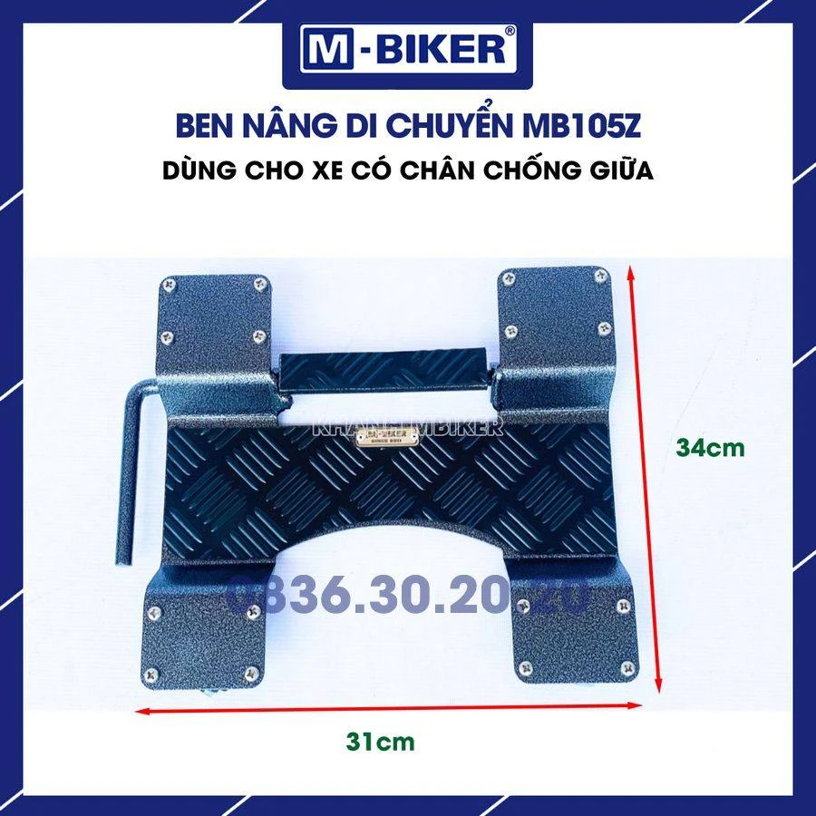 So sánh kích thước thực tế giữa các mã ben nâng hạ gầm m-biker bằng chân đạp từ MB105Z đến MB360 trên sàn bê tông xưởng