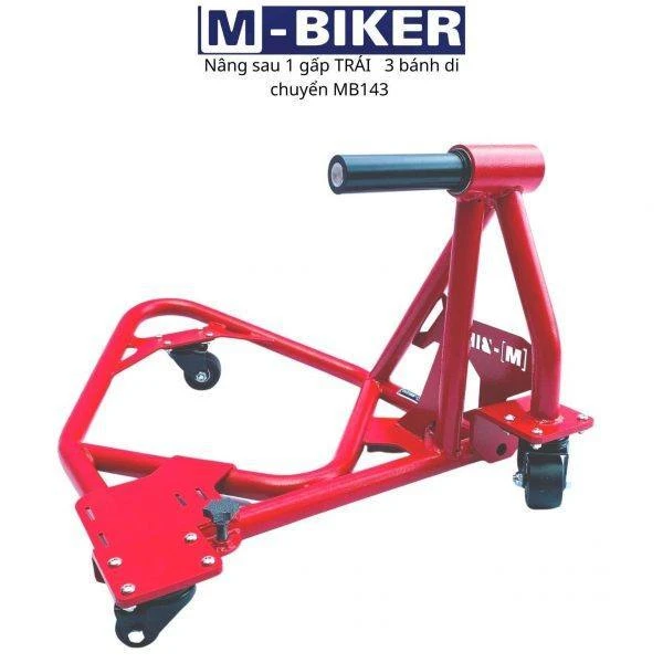 Ben nâng trưng bày showroom PKL M-Biker: thông số kỹ thuật chi tiết 7 Trụ thép gia cường của ben nâng MB143 cắm xuyên qua lỗ trục gắp đơn để khóa chặt nửa sau xe phân khối lớn