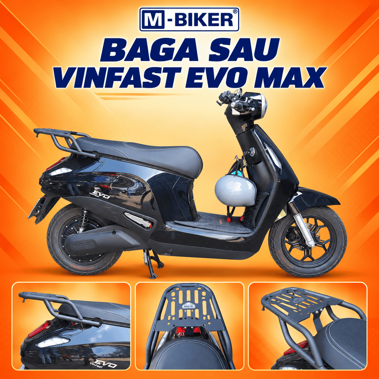 Cảng sau Evo Max chính hãng M-Biker: thông số và cách lắp 6 Baga sau VinFast Evo Max 3