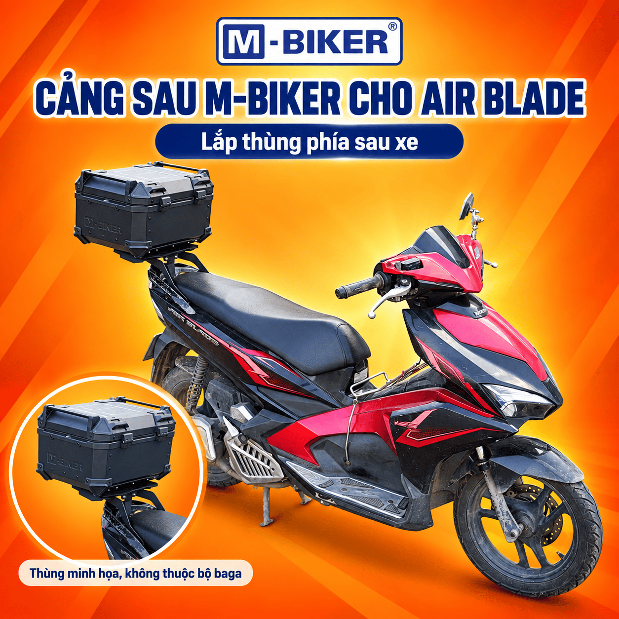 Baga sau Air Blade M-Biker: thông số chịu tải và lắp ráp 5 Cang sau M BIKER cho Air Blade 6