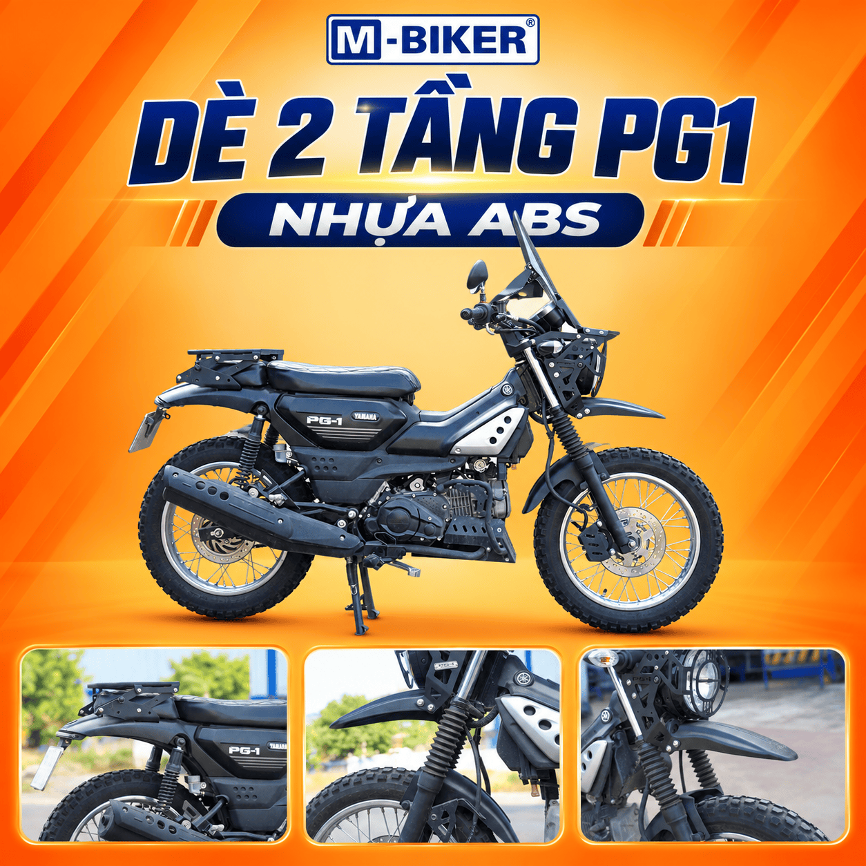 Dè chắn bùn trước 2 tầng PG-1 M-Biker – Nâng cấp tiện ích cho Yamaha PG-1 11 De 2 tang PG1 bang nhua ABS 1