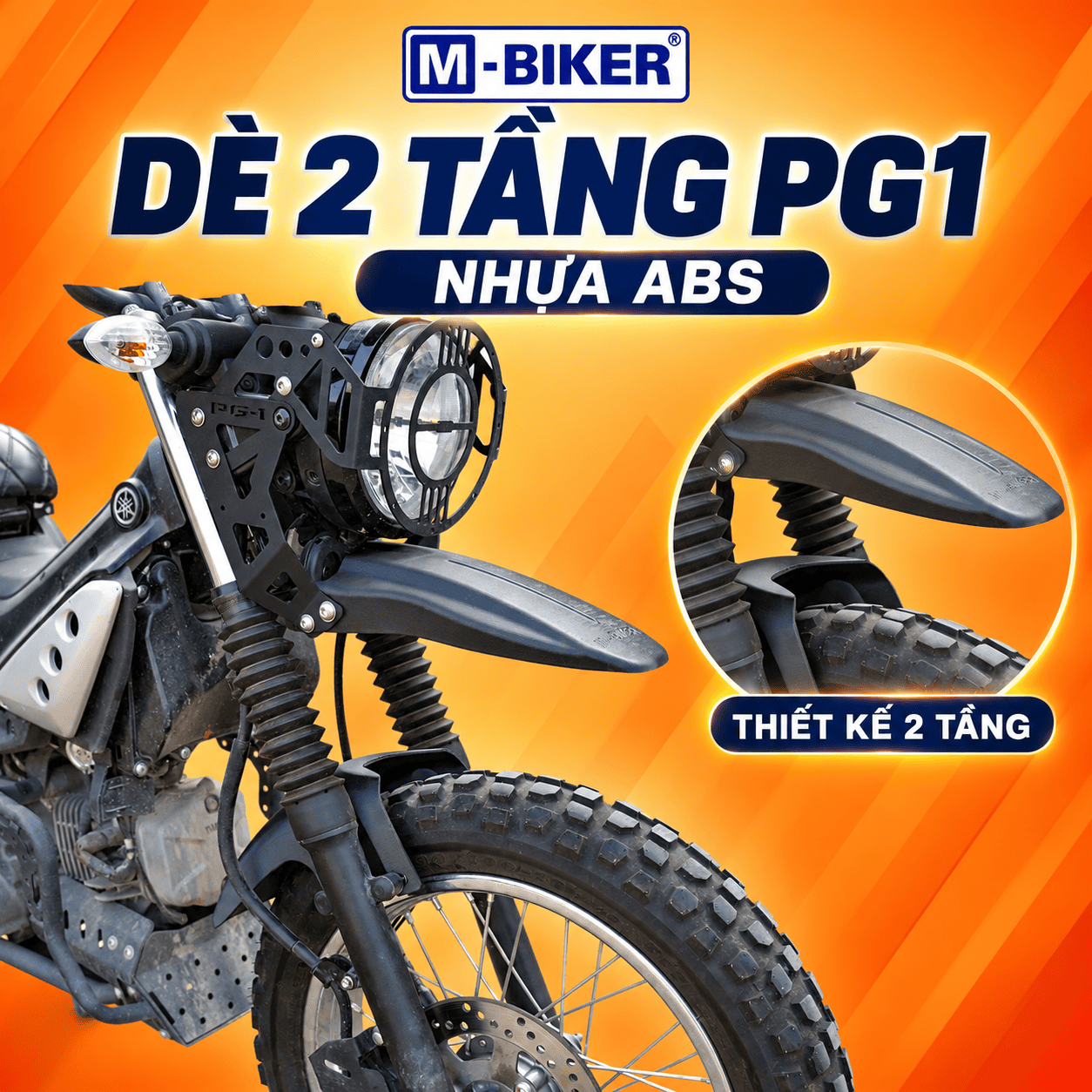 Dè chắn bùn trước 2 tầng PG-1 M-Biker – Nâng cấp tiện ích cho Yamaha PG-1