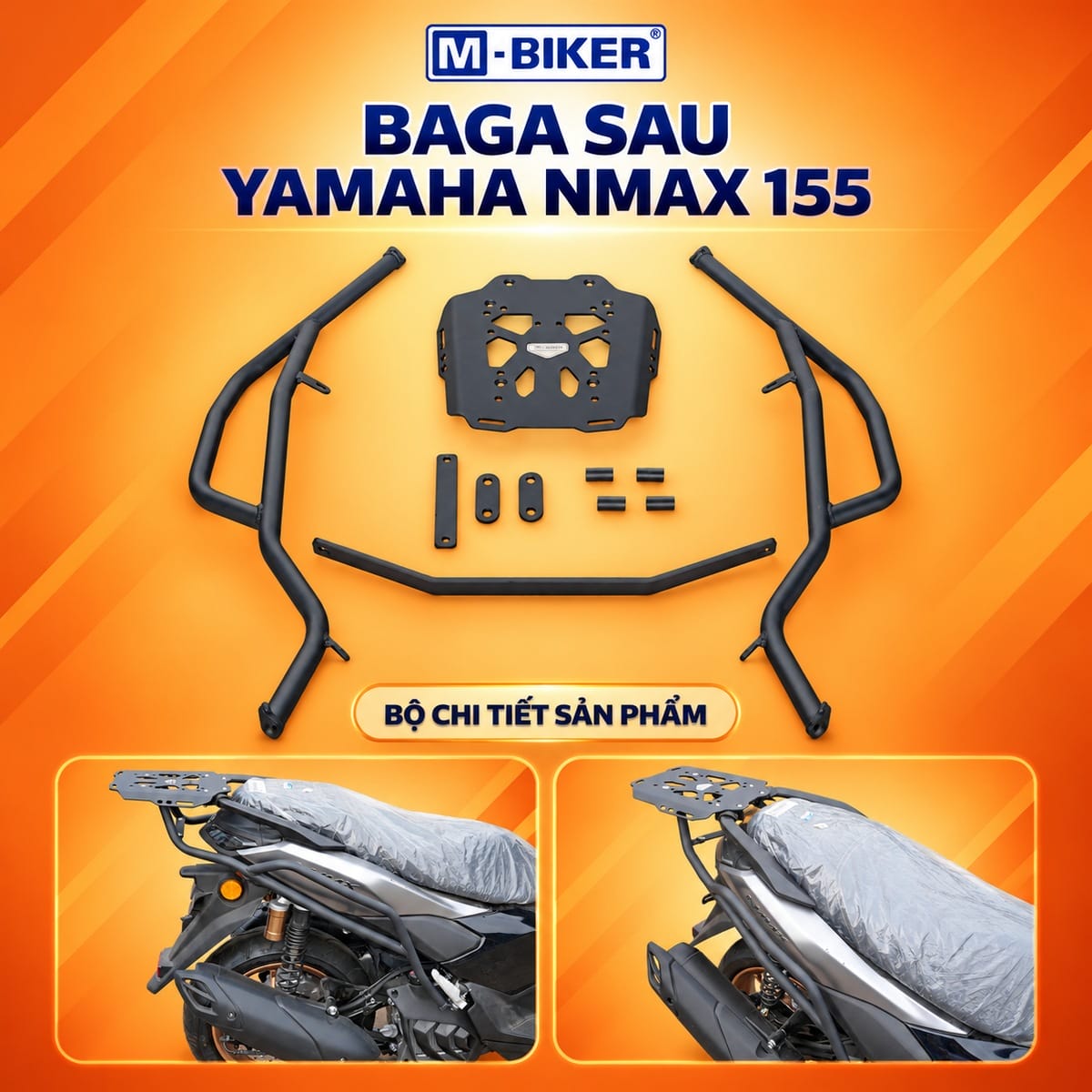 Baga sau NMAX 155 M-Biker – Cảng sau gắn thùng, chở hành lý tiện lợi